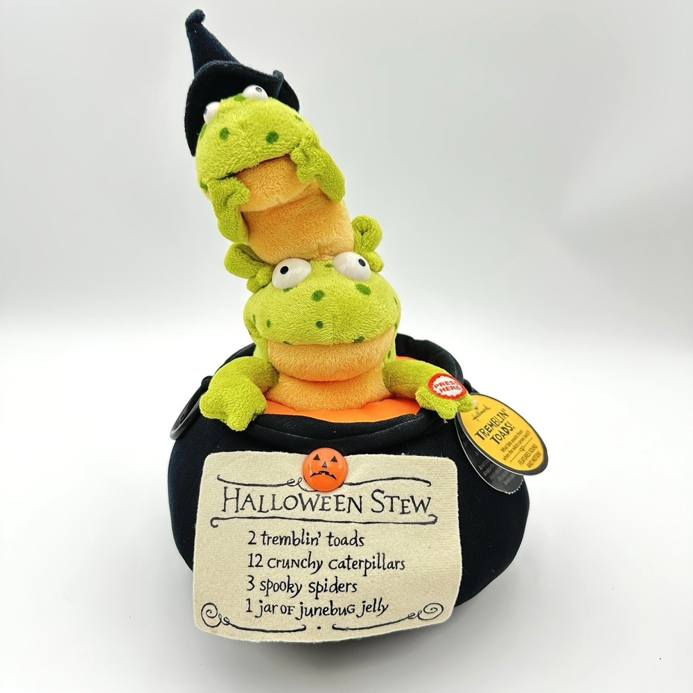 Hallmark Tremblin' Toads Plush Halloween Animated Cauldron Sound Halloween
